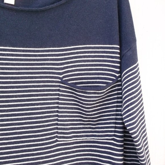 GAP Navy/White Cashmere poly Blend stripe tunic Sweater M - Picture 8 of 8